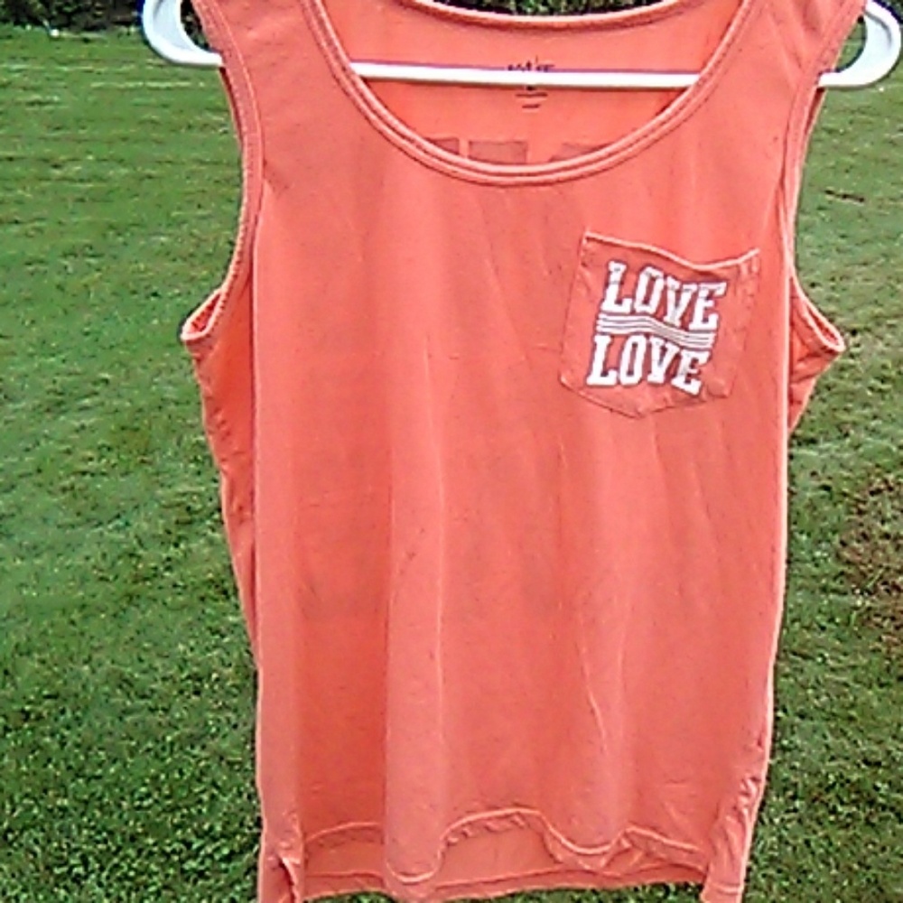 Coral Tank with Love Graphic
